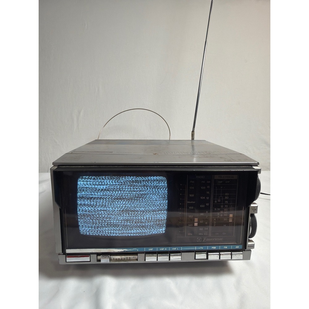 Vintage Emerson VR35 Portable TV Radio Receiver Unisex OS Silver Good